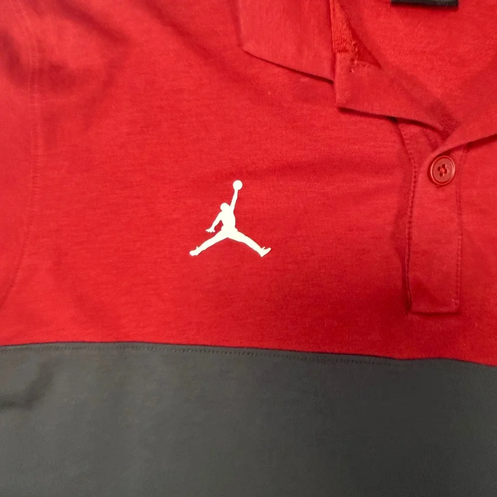 Jordan‎ Oklahoma Sooners Mens Red Grey Colorblock Polo Shirt DQ7737-613 L